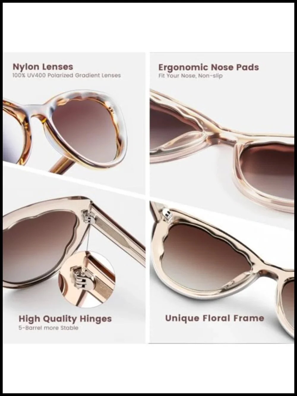 Retro Cat Eye Sunglasses UV400 Protection Polarized Acetate Frame